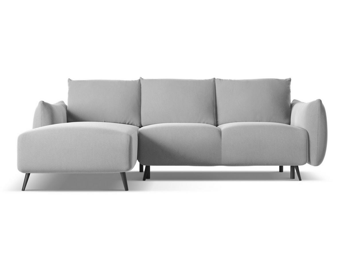 ECKSOFA mit Schlaffunktion Samt Stoff Grau - Schwarz/Grau, Textil/Metall (162/242cm) - Makamii