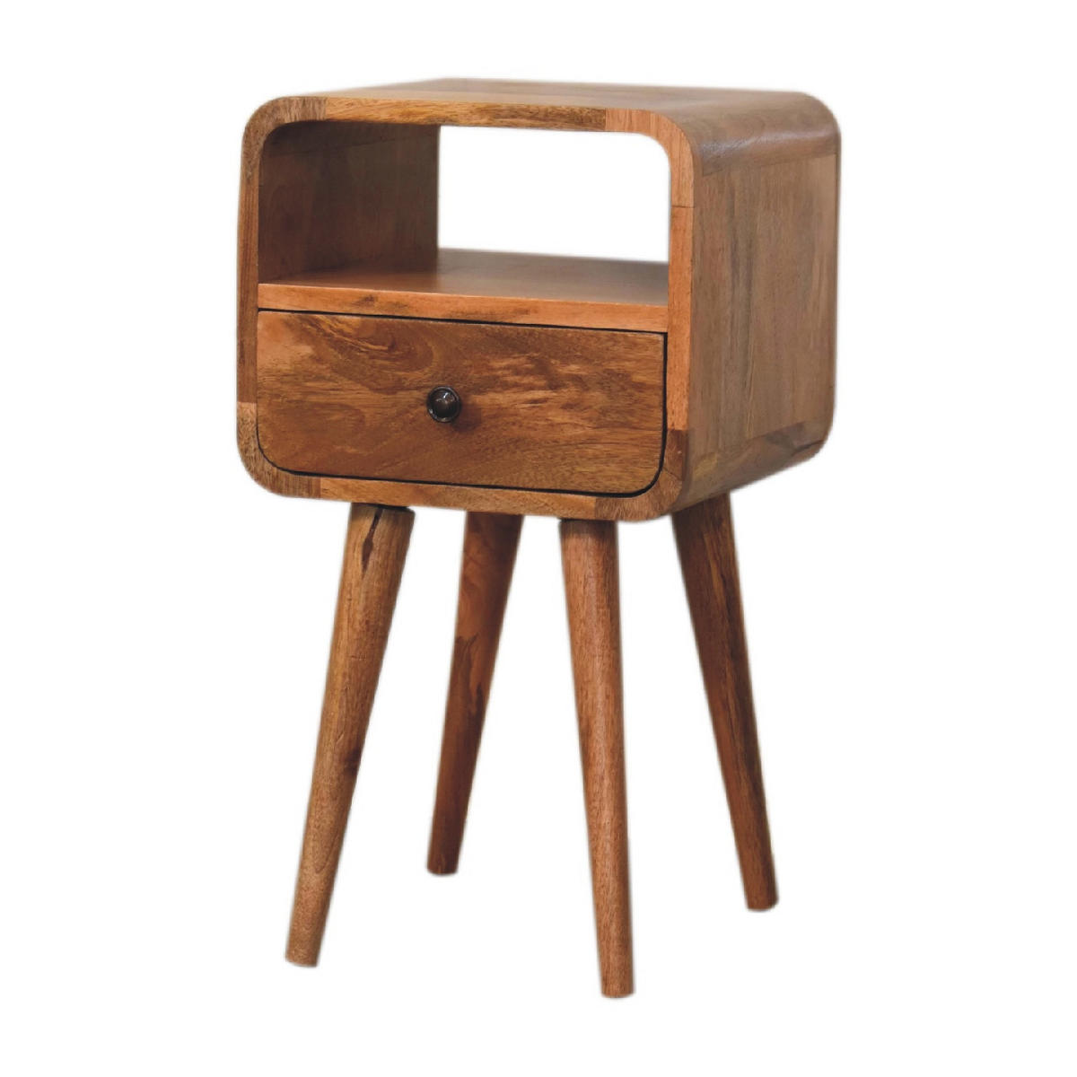 NACHTTISCH mit offenem Fach - Messingfarben/Braun, Holz/Metall (30/55/30cm) - Artisan Furniture