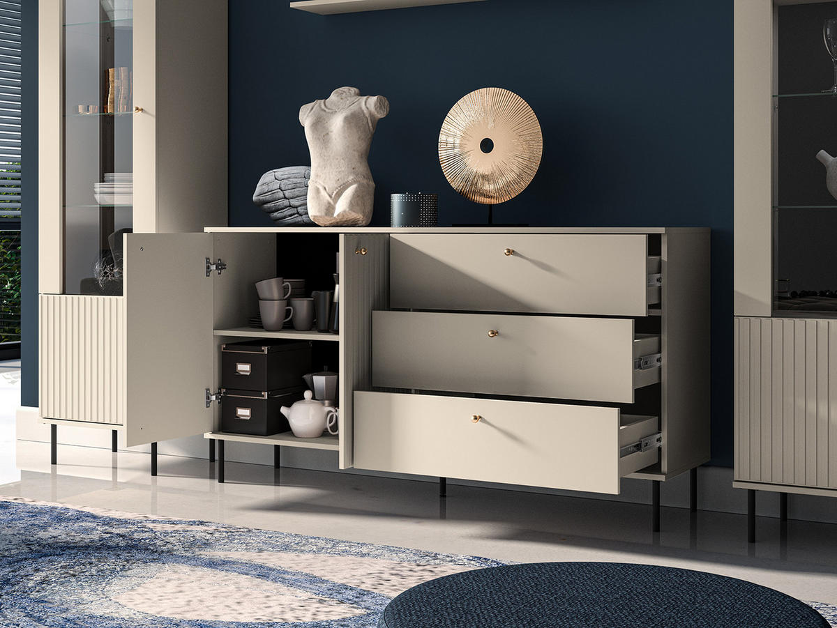 SIDEBOARD Sophie kaschmir matt 160 / 40 / 85cm - Kaschmir/Beige, Holz/Holzwerkstoff (160/85/40cm) - Feldmann-Wohnen