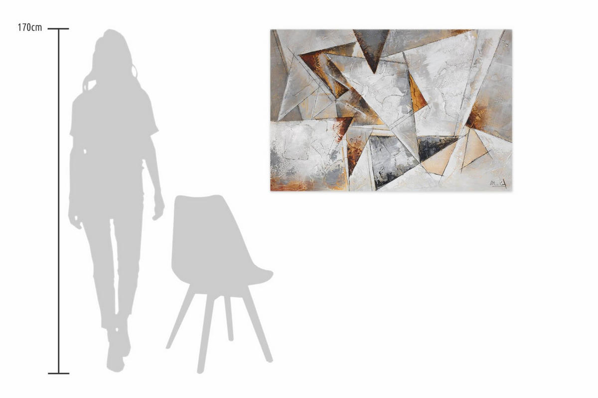 ACRYLBILD HANDGEMALT 120/80 cm - Braun/Grau, Holz/Textil (2.1/80cm) - KUNSTLOFT