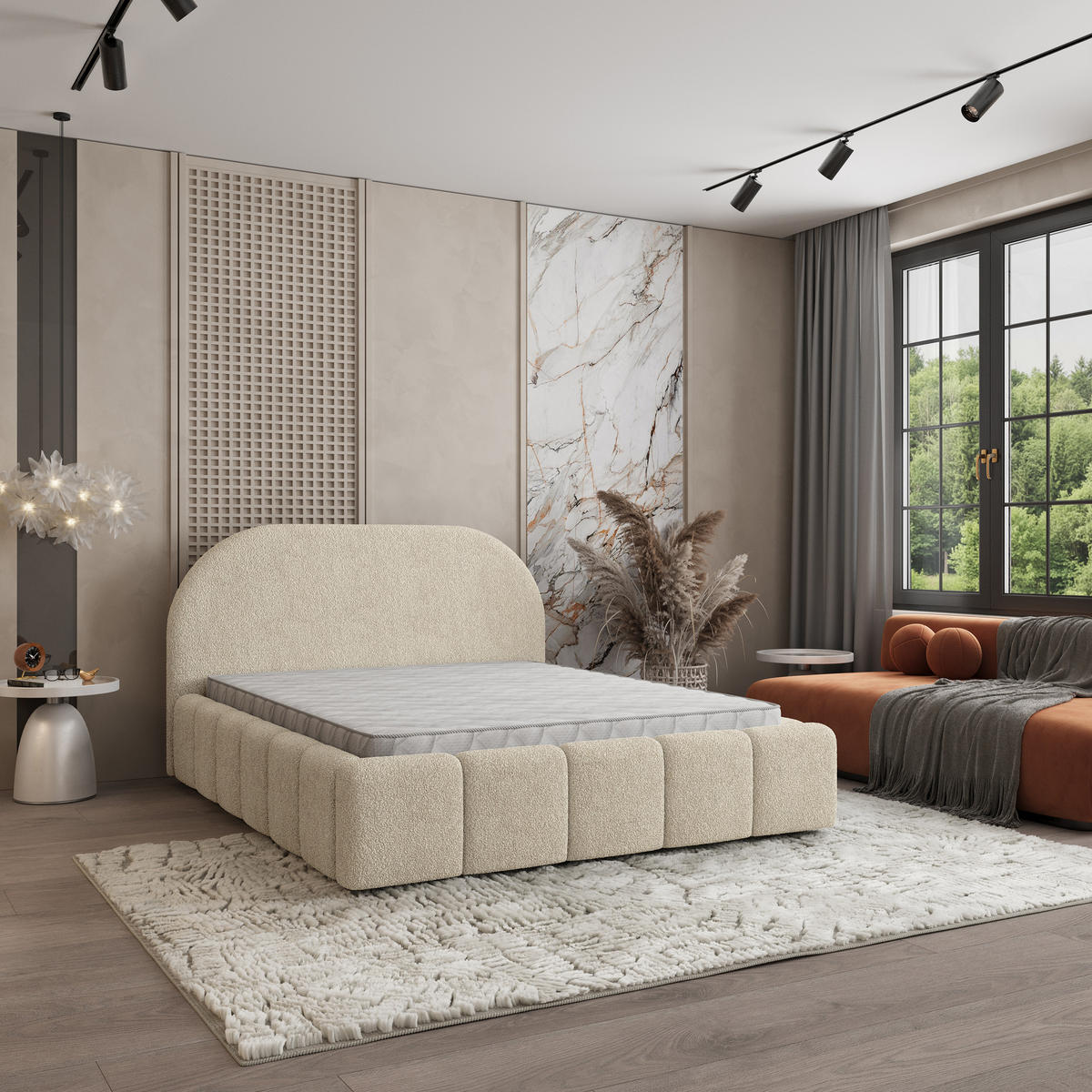 POLSTERBETT FLUSSO 160x200 cm mit Bettkästen - Creme - Creme, Holz (160/200cm) - MASSENO