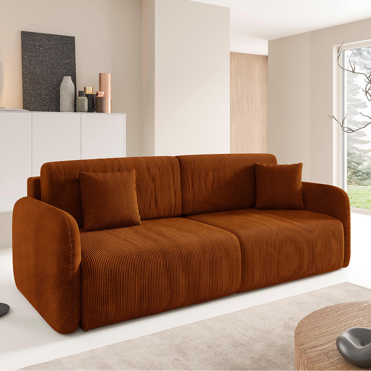 SOFA Dora 3 Sitzplätze Terracotta - Orange, Holz (233/92/110cm) - Petits-meubles