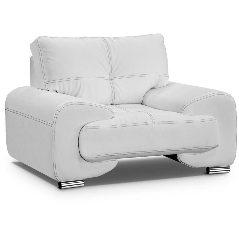 RELAXSESSEL Omega weiß - Chromfarben/Weiß, Leder/Metall (128/88/98cm) - Beautysofa