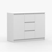KOMMODE SOLO 2D3S, Schlafzimmer, Sideboard Anrichte 120 cm Weiß/Weiß, 2-türig, drei Schubladen, grifflos - Weiß, Holzwerkstoff (120/86/42cm) - imoebel24