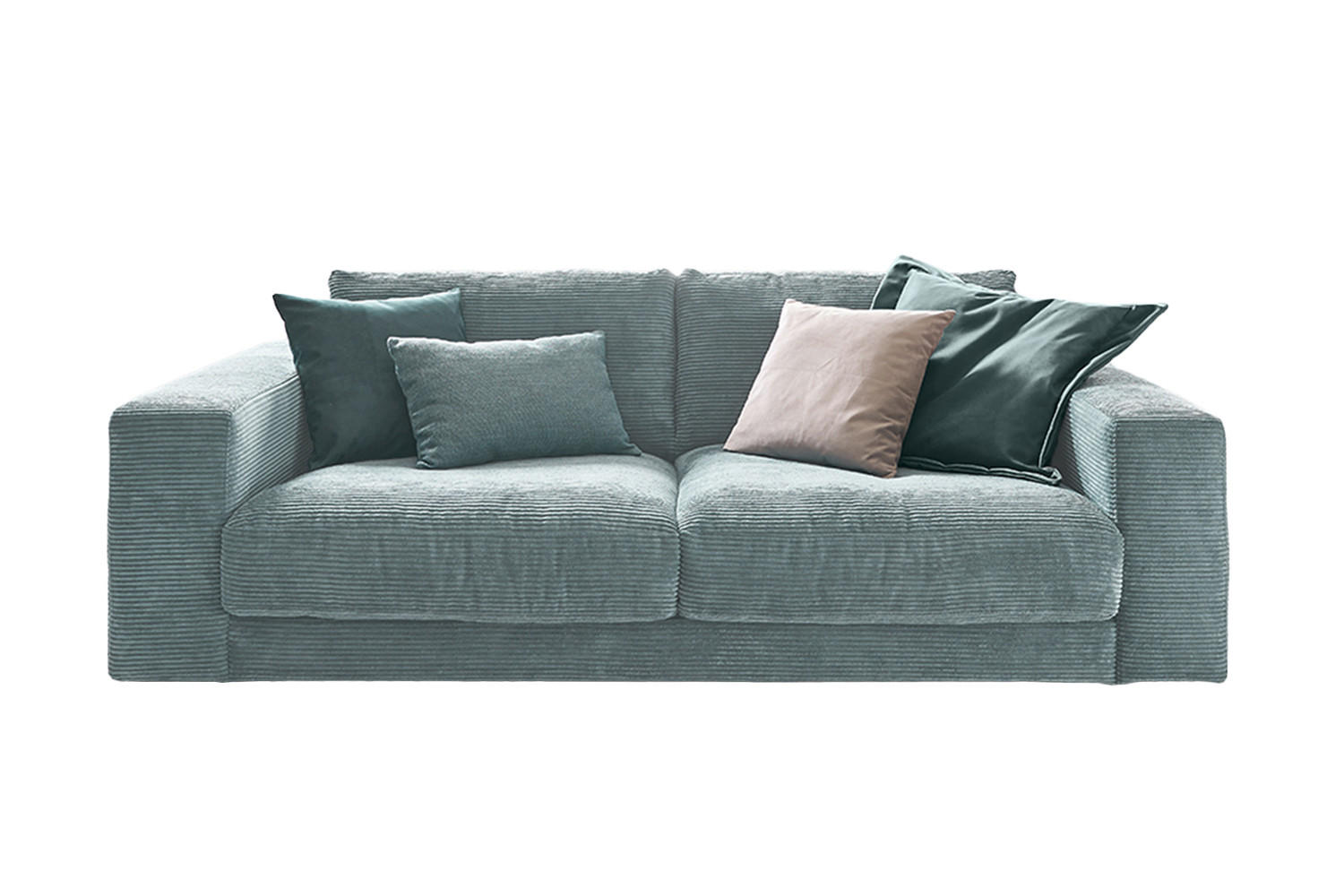 SOFA 2-SITZER MADELINE Hellblau Cord - Schwarz/Hellblau, Kunststoff/Textil (230/85/127cm) - KAWOLA