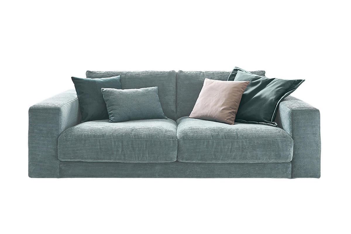 SOFA 2-SITZER MADELINE Hellblau Cord - Schwarz/Hellblau, Kunststoff/Textil (230/85/127cm) - KAWOLA