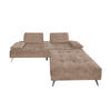 SOFA MIT HOCKER WIOLO Taupe Velvet - Taupe/Silberfarben, Textil/Metall (220/80/240cm) - KAWOLA