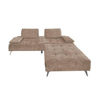 SOFA MIT HOCKER WIOLO Taupe Velvet - Taupe/Silberfarben, Textil/Metall (220/80/240cm) - KAWOLA