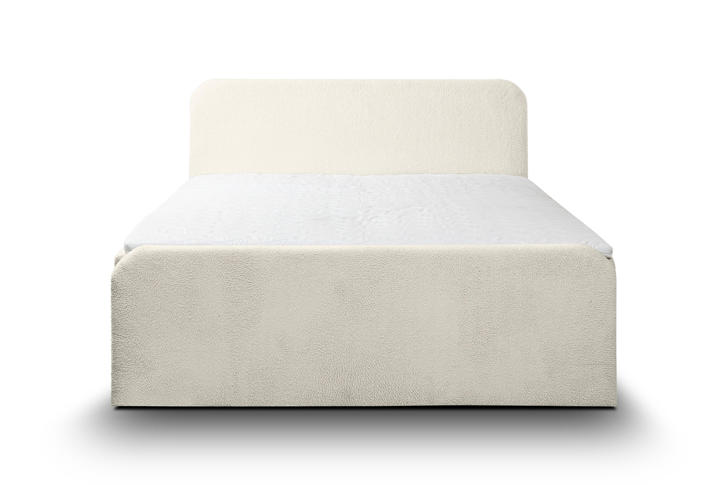 BOXBETT LAMBI mit 2 Bettkästen, 180x200, Farbe: Beige, Bouclé-Stoff, mit Bonell-Matratze inkl. Topper - Beige, Holz/Kunststoff (180/200cm) - VENASI MÖBEL
