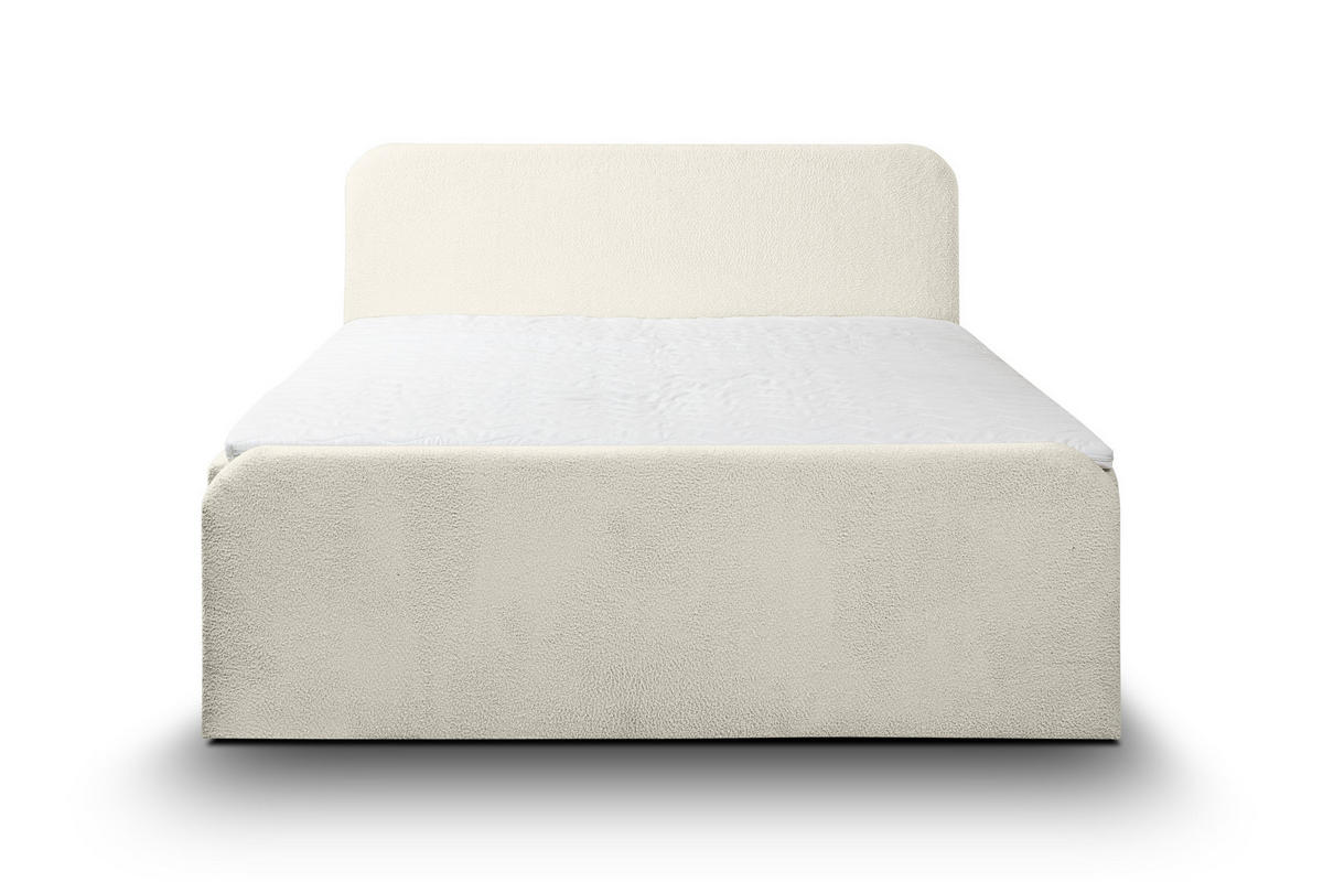 BOXBETT LAMBI mit 2 Bettkästen, 180x200, Farbe: Beige, Bouclé-Stoff, mit Bonell-Matratze inkl. Topper - Beige, Holz/Kunststoff (180/200cm) - VENASI MÖBEL