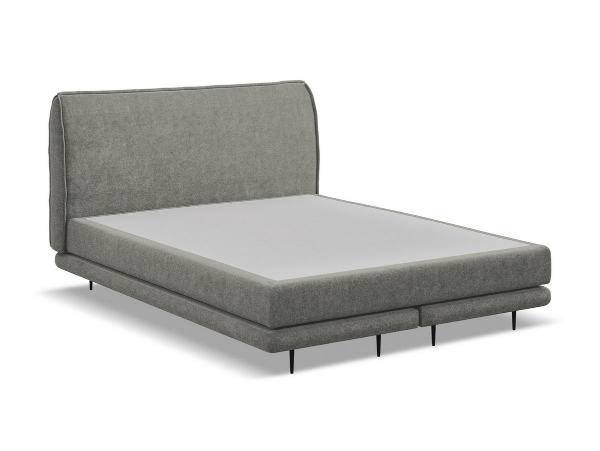 POLSTERBETT Doppelbett mit Matratze Bouclé Stoff Grau - Schieferfarben/Schwarz, Textil/Metall (140/200cm) - Makamii