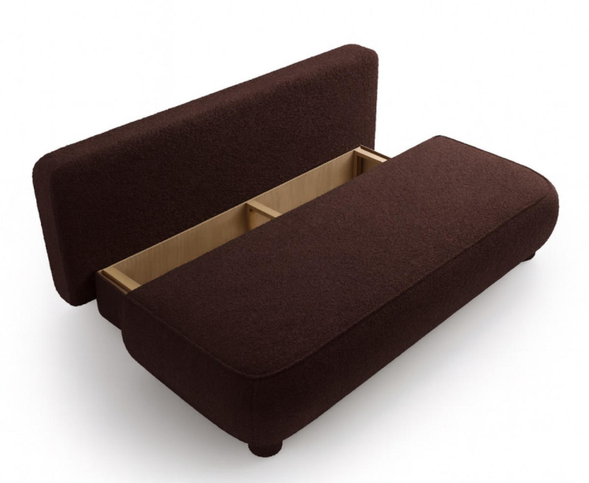 SOFA Pflaumenbraun MAJA Mit Schlaffunktion Bouclé Ausziehbar - Braun, Textil (209/96/96cm) - Sepro Meble