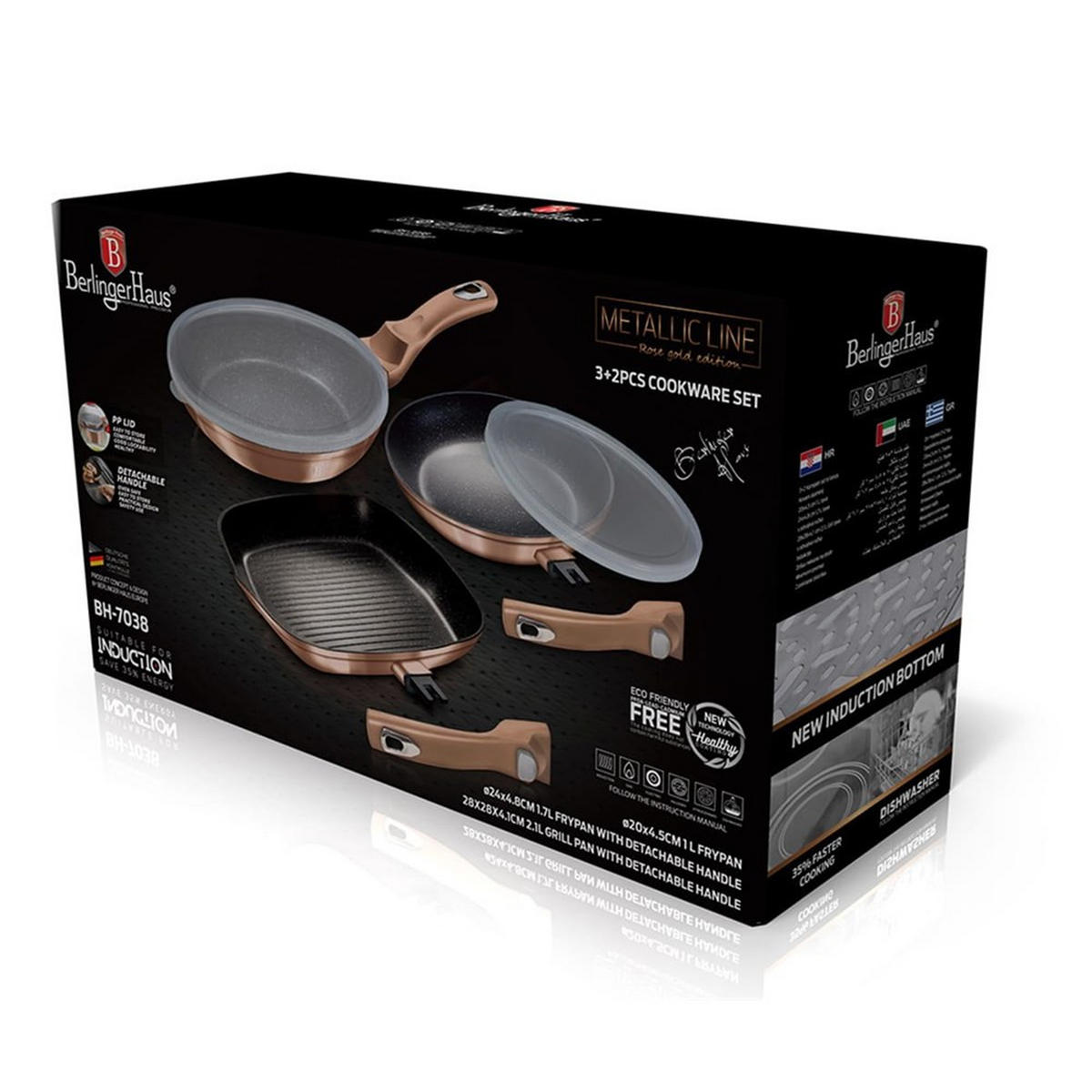 PFANNENSET Gold 50/30/20 cm BH7038 - Goldfarben, Metall - Berlinger Haus