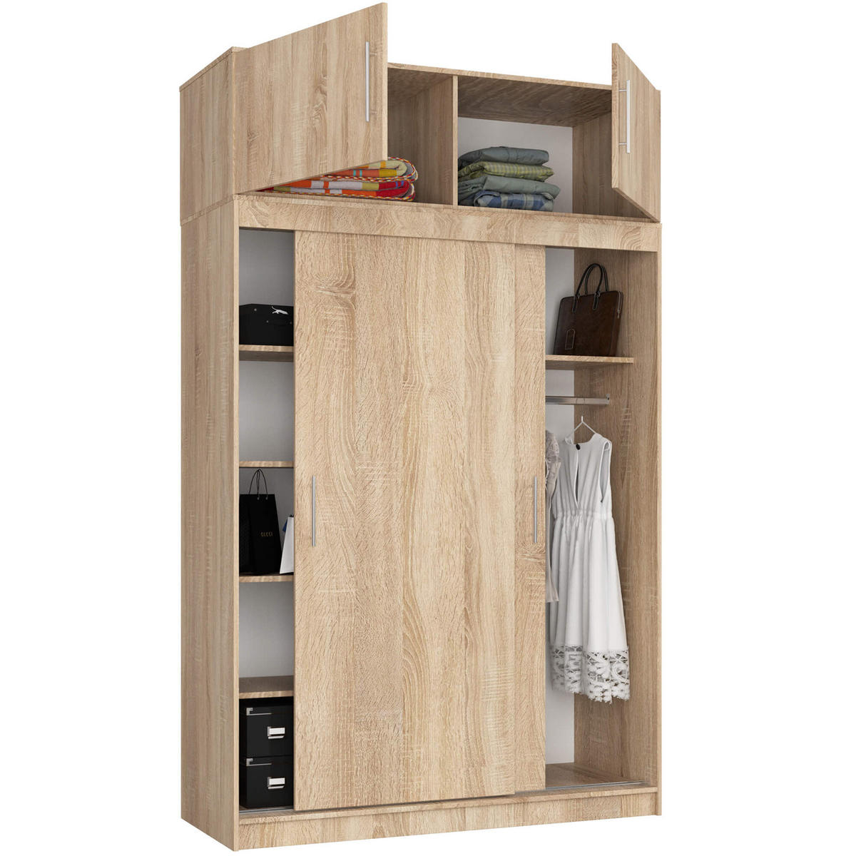 KLEIDERSCHRANK Eiche Sonoma 245/150/60 - Sonoma Eiche, Holzwerkstoff (150/245/60cm) - RAUMHIRSCH FURNITURE