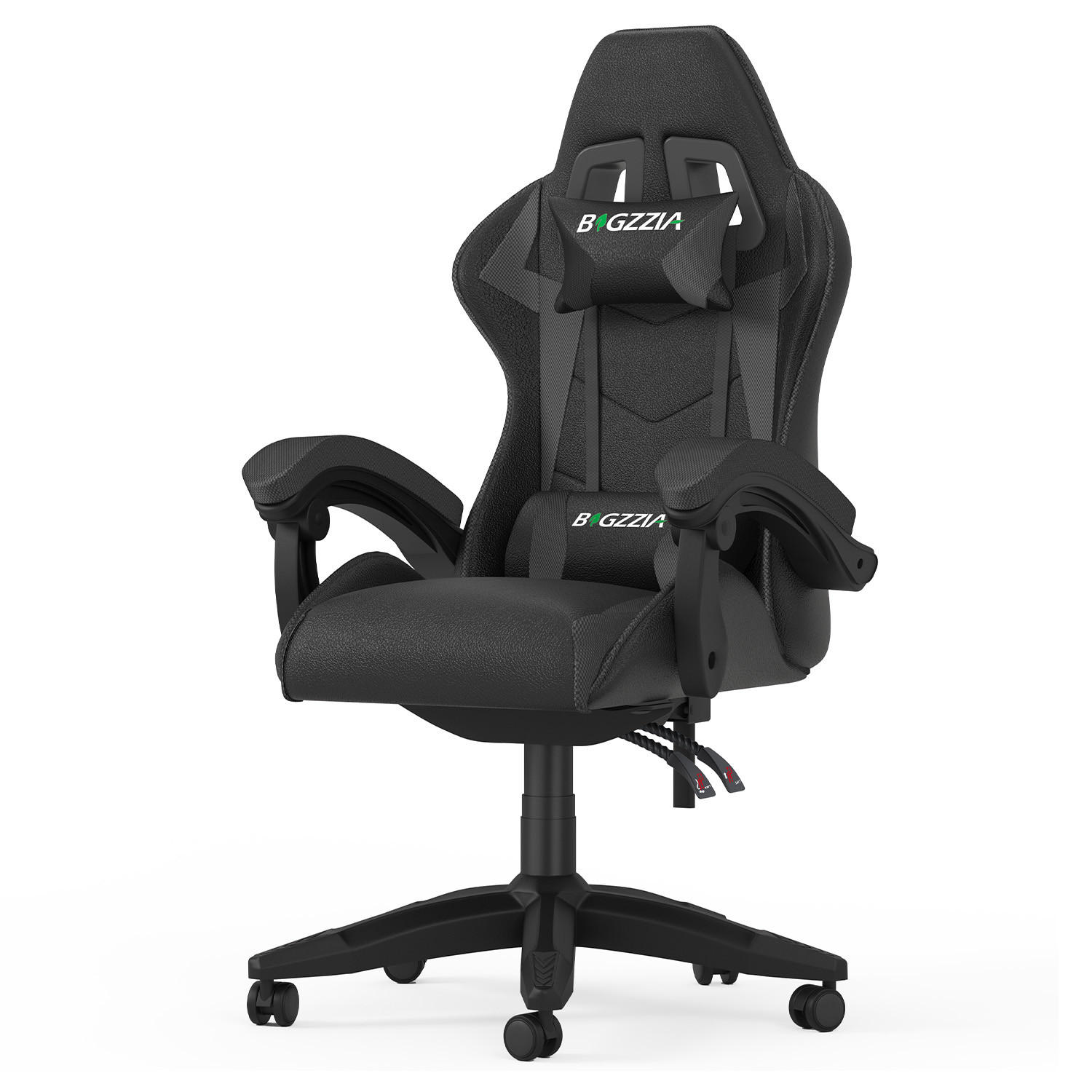 GAMINGSTUHL Schwarz ergonomisch - Schwarz, Leder (29/59/79cm) - Rattrix