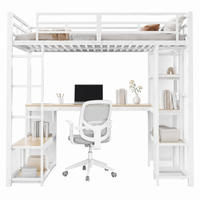 HOCHBETT mit Schreibtisch 140x200 cm Metall Weiß 3-tlg. - Weiß, Metall (140/200cm) - Meubliv