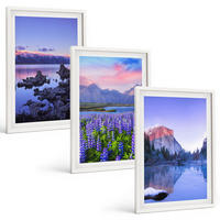 BILDER SET 3er Set - 40x60 cm Weißer Rahmen - Berglandschaften mit Wasser und Himmel - Weiß, Kunststoff (40/60cm) - TULUP