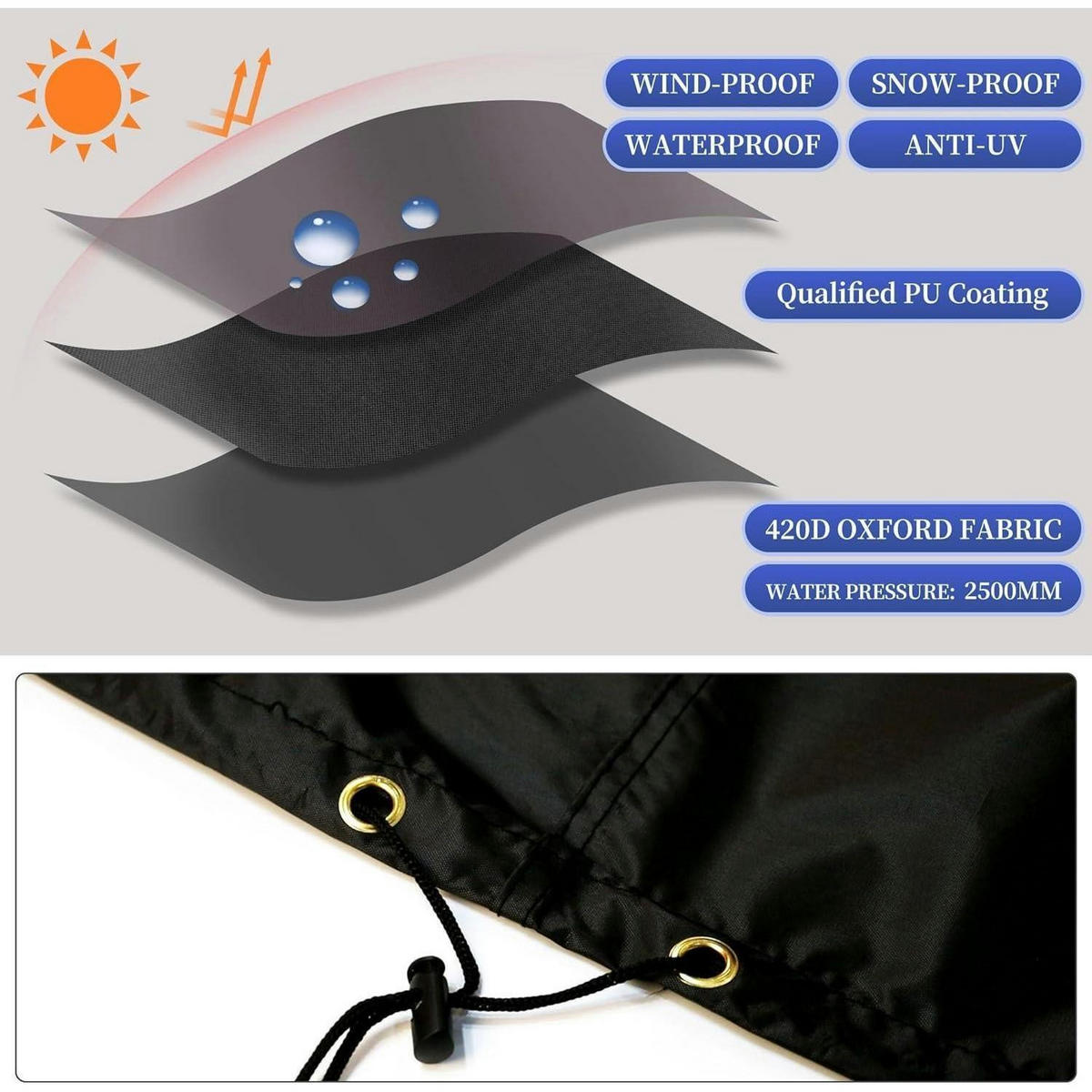 RASENMÄHER-ABDECKUNG 140 x 56 x 103 cm wasserdicht 420D Oxford Schwarz - Schwarz, Kunststoff (56/103/140cm)