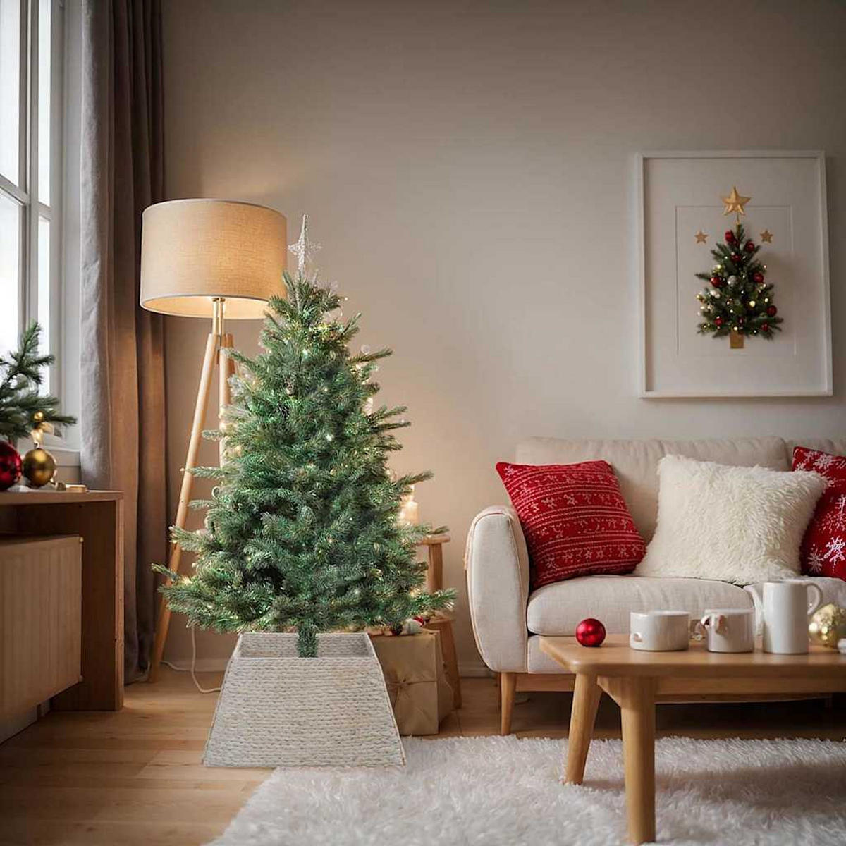 WEIHNACHTSBAUMKRAGEN 70/70/28 cm Weiß Wasserhyazinthe - Weiß, Naturmaterialien (70/28/70cm) - vidaXL