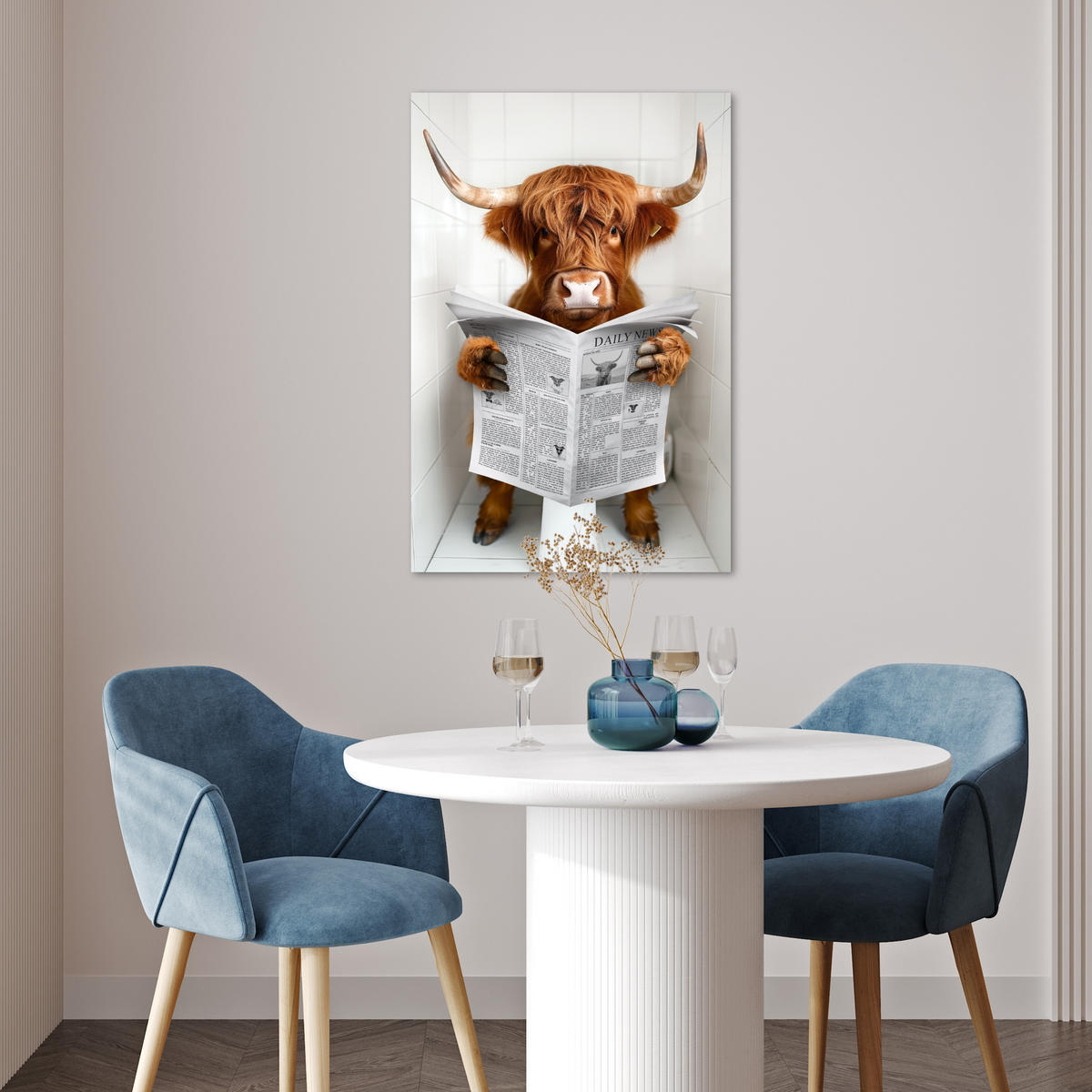 POSTER Schottisches Hochlandrind - Tier - Zeitung - Toilette 40x60 cm - Kastanienfarben, Papier (40/60/0.1cm) - MuchoWow