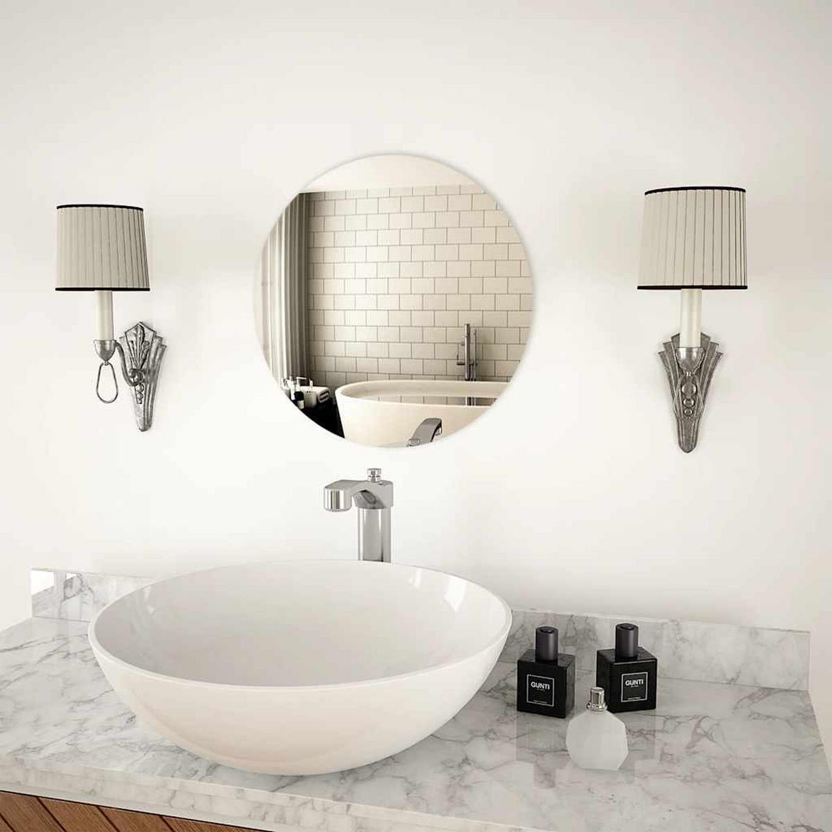 WANDSPIEGEL 40 cm Rund Glas - Silberfarben, Glas (40/40/40cm) - furnicato
