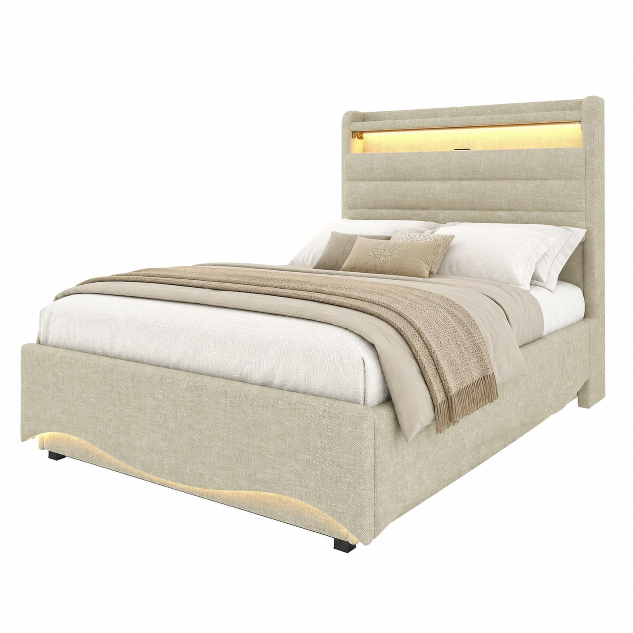 Beauniv Polsterbett Beige 90x200 cm