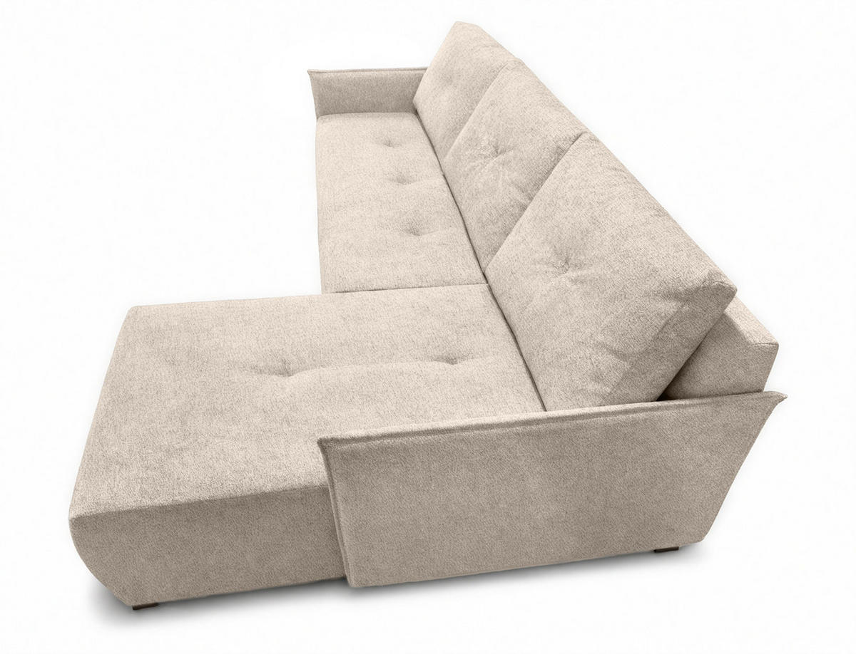 ECKSOFA L Form Damascus Beige 212/143/88 cm Rechts mit Schlaffunktion - Beige/Schwarz, Kunststoff/Textil (212/143cm) - AX Living