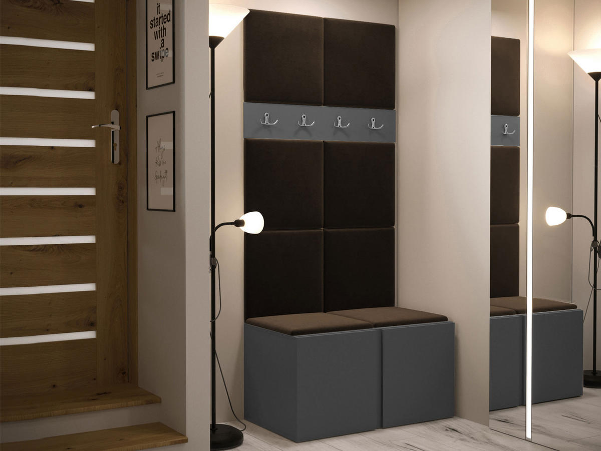 GARDEROBEN-SET Orion IV - Graphitfarben/Braun, Holzwerkstoff/Kunststoff (84/186/46cm) - MIRJAN24