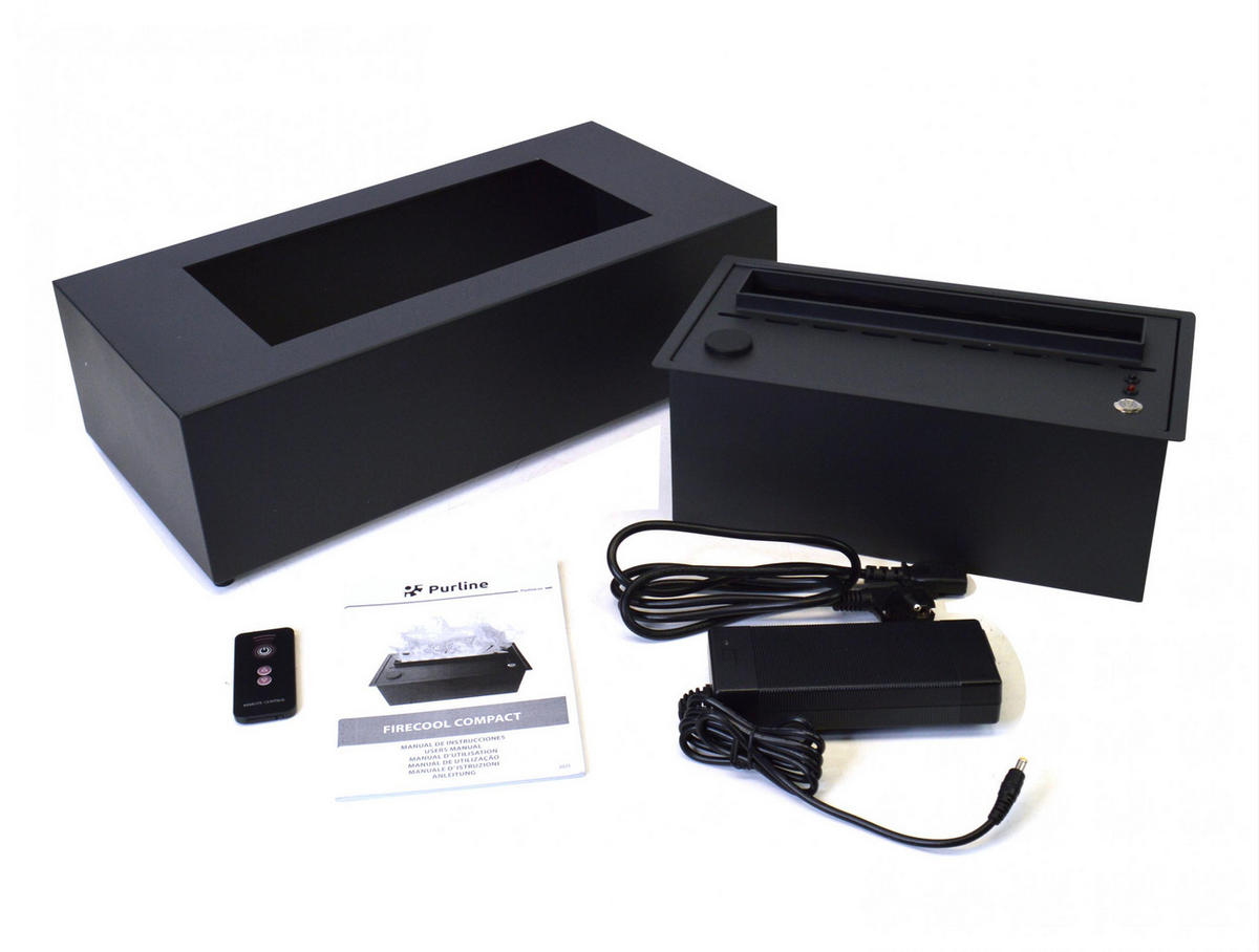 WASSERKAMIN zur Dekoration Schwarz Tischmodell inklusive 1.5 L Tank - Schwarz, Metall (51/26/15cm) - Purline