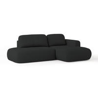 ECKSOFA NUVIRA R-S Schwarz Geflochtener Stoff mit Schlaffunktion - Schwarz, Holz (279/158cm) - MASSENO
