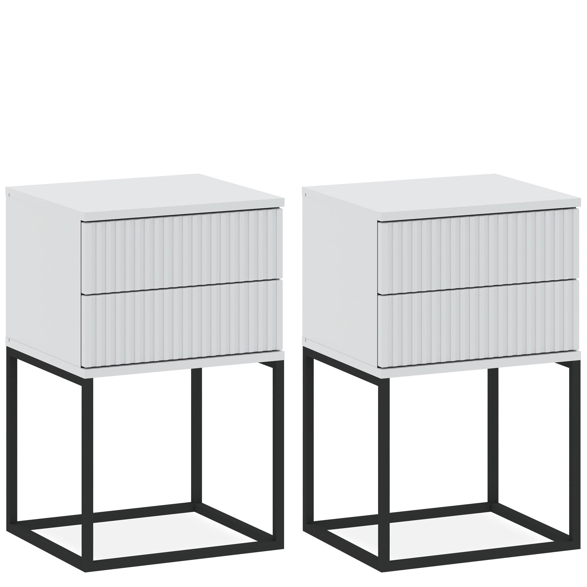 NACHTTISCH RECTUS 2-er Set - Schwarz/Weiß, Holzwerkstoff (40/65/39cm) - KONSIMO®