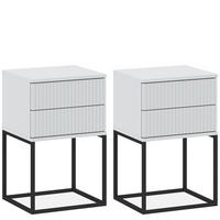 NACHTTISCH RECTUS 2-er Set - Schwarz/Weiß, Holzwerkstoff (40/65/39cm) - KONSIMO®