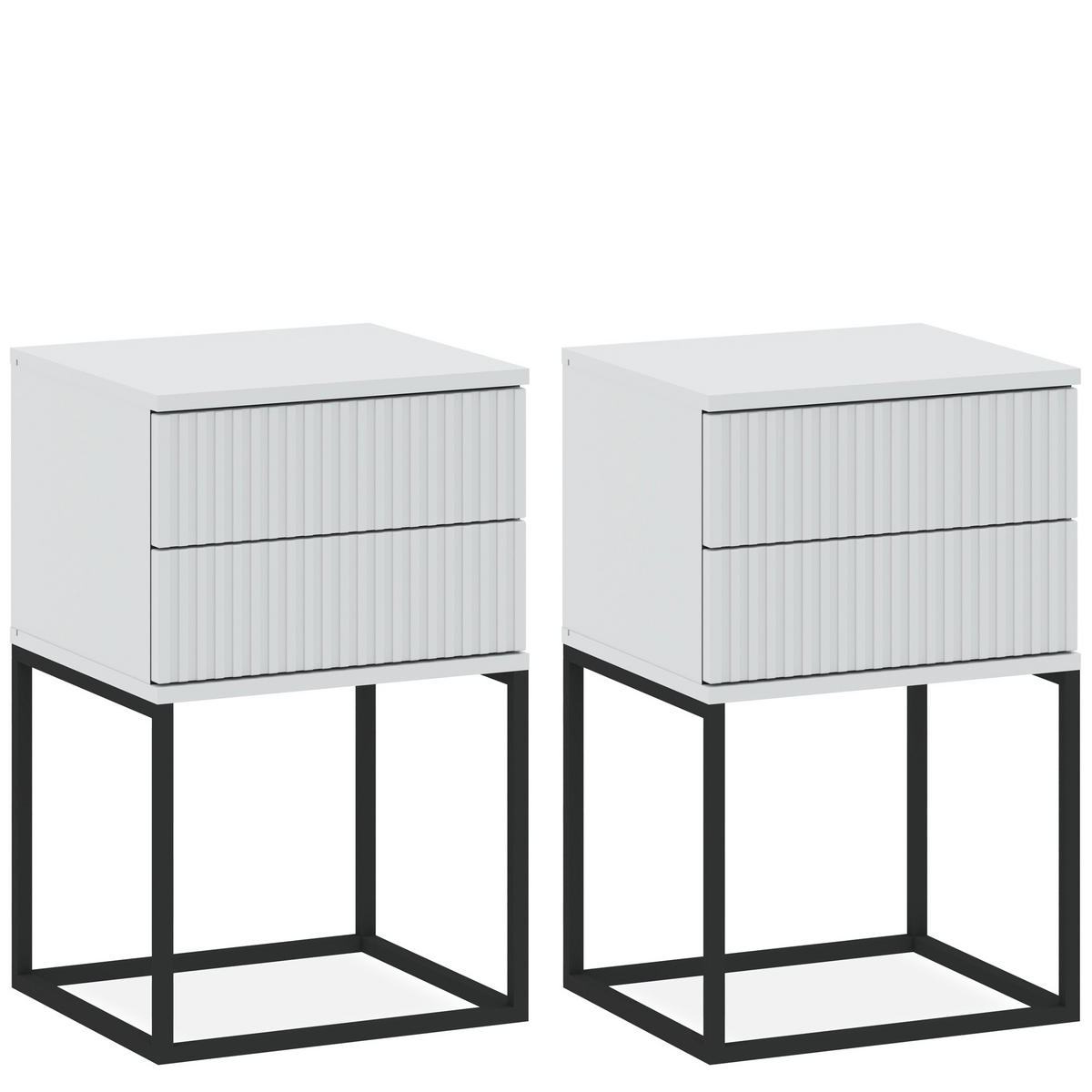 NACHTTISCH RECTUS 2-er Set - Schwarz/Weiß, Holzwerkstoff (40/65/39cm) - KONSIMO®