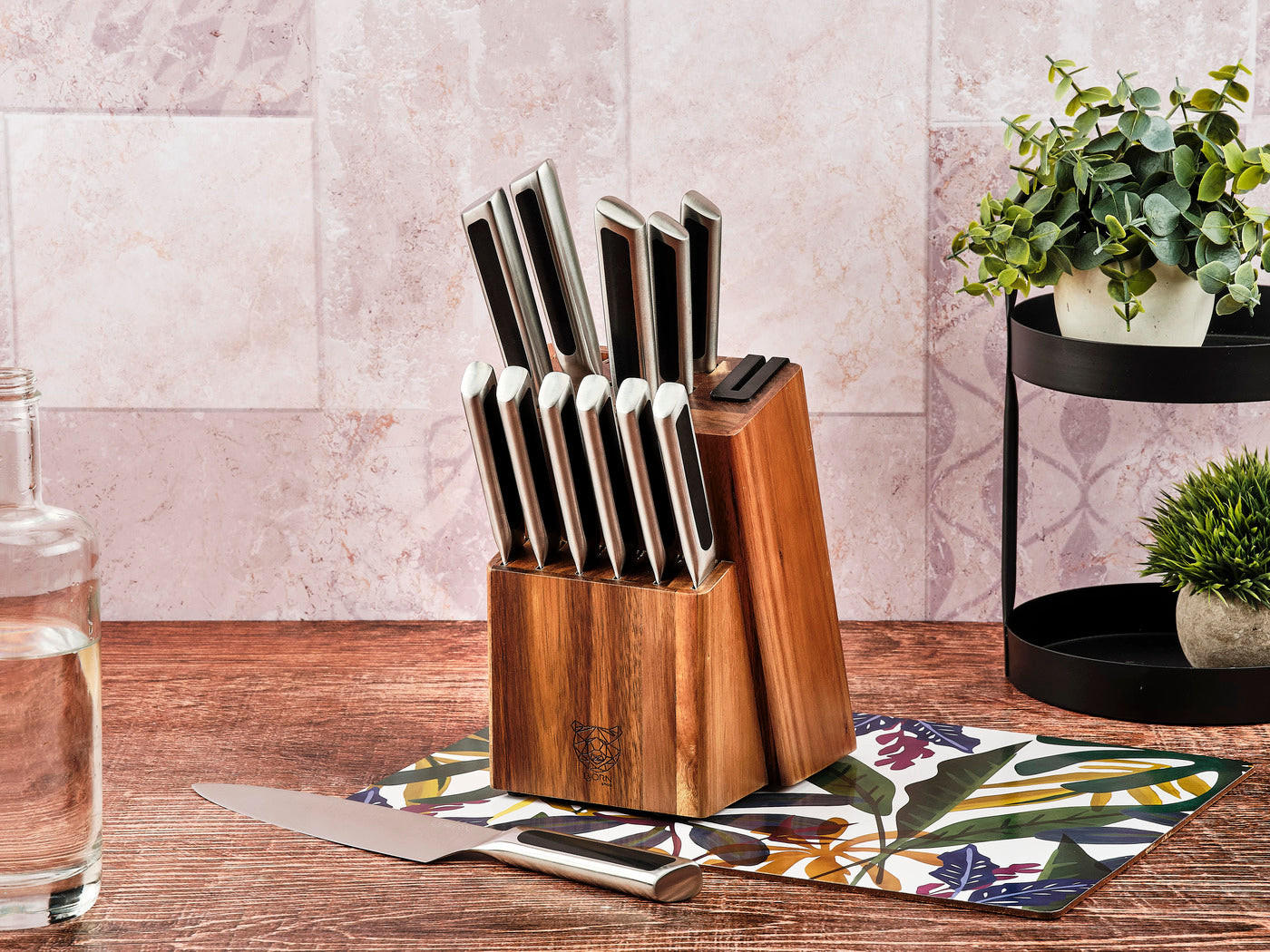 Thumbnail - Björn Küchenmesserblock, Silber, Metall, 1 cm, Essen & Trinken, Besteck, Messer