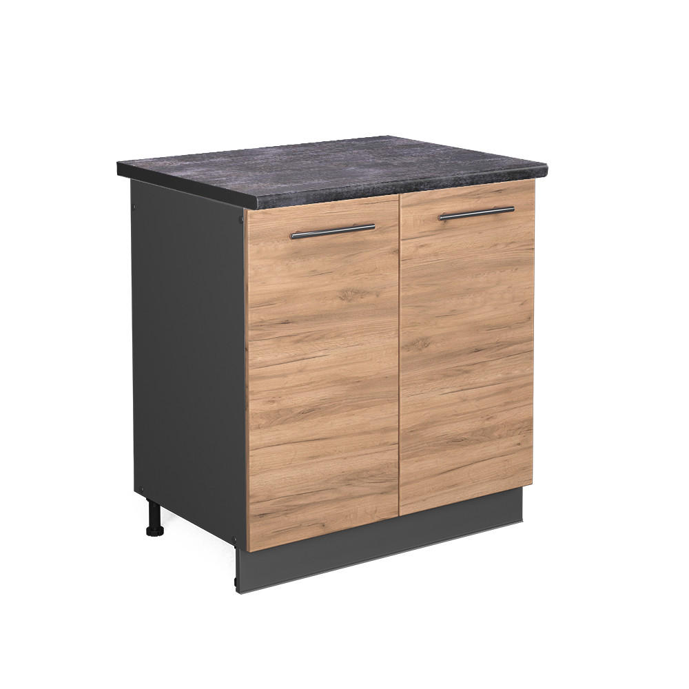 DISKBÄNKSSKÅP Fame-Line Goldkraft ek 80 cm , AP Antracit Honungsek, Antracit 82/80/60 cm