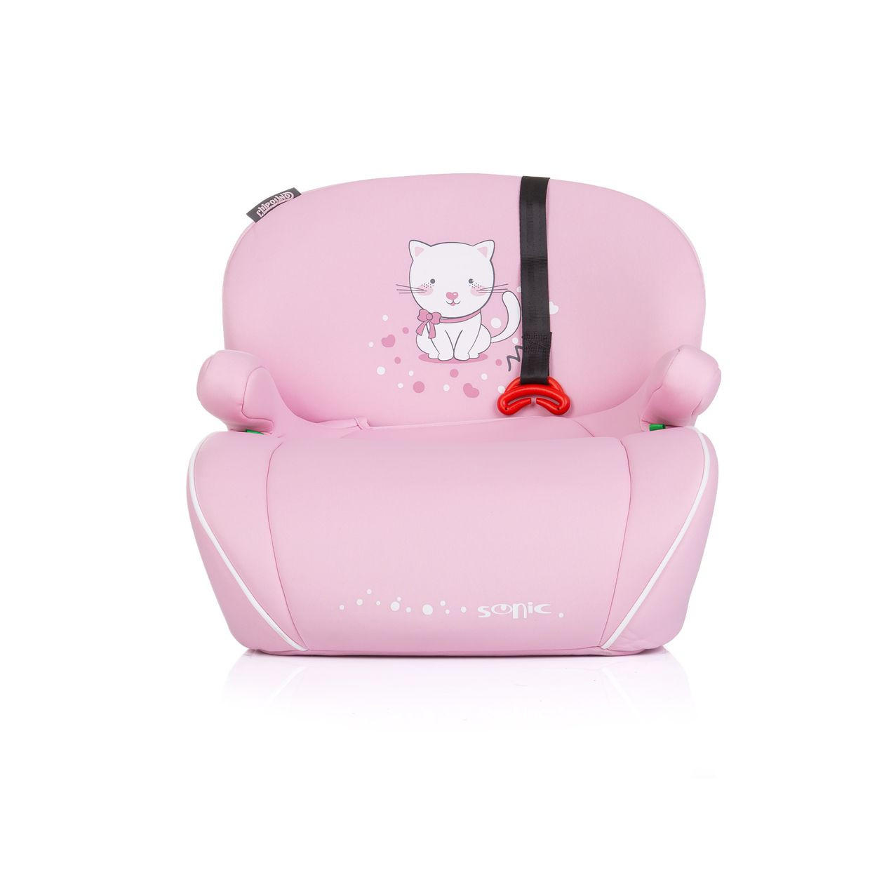 SITZERHÖHUNG Sonic rosa weiß Isofix, i-Size, 125-150 cm, Armlehne - Rosa, Kunststoff (44/38/49cm) - Chipolino