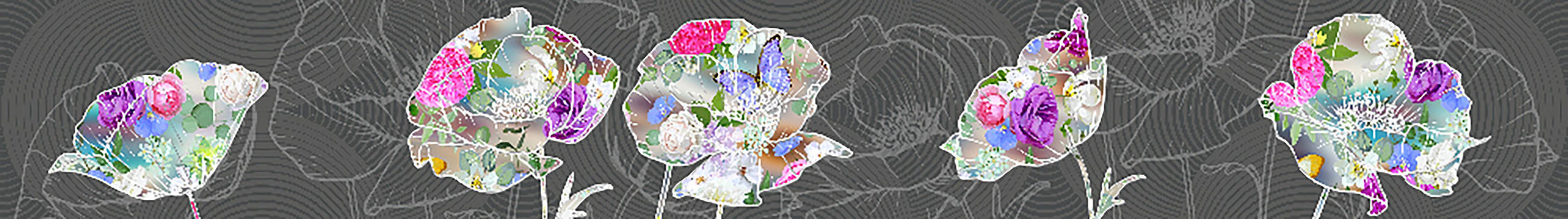 SELBSTKLEBENDE Tapetenbordüre Blumen 500 x 14 cm - Grau, Papier (500/14cm) - Sanders & Sanders