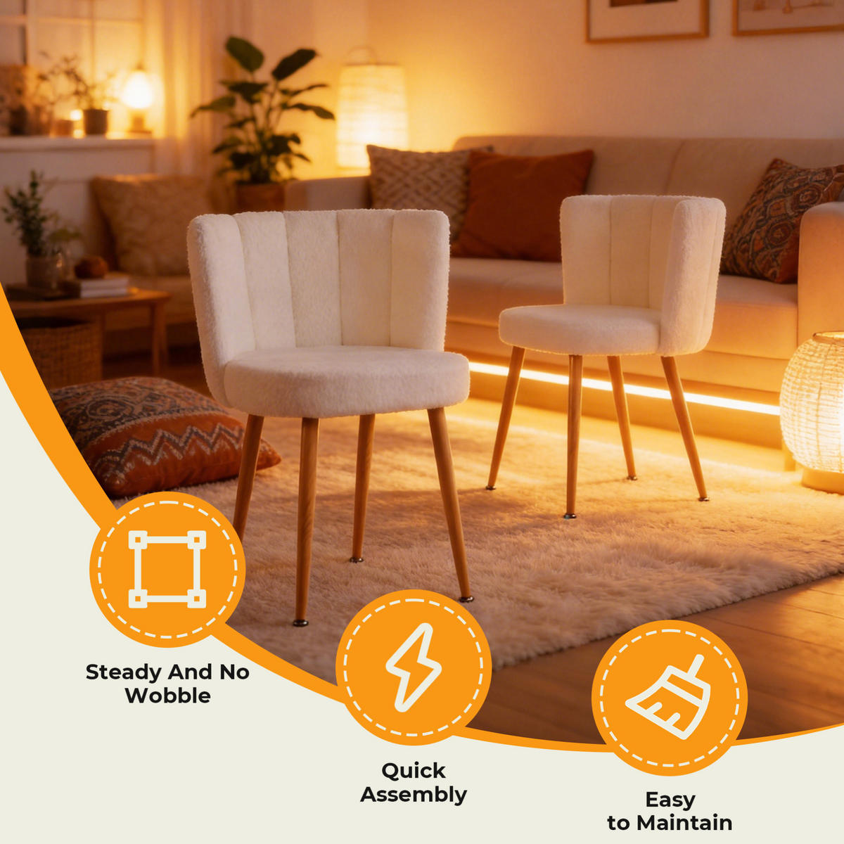 ESSZIMMERSTUHL ergonomische Sitzschale Teddy White 2er-Set - Weiß, Holz (54/77/60cm) - Meubliv