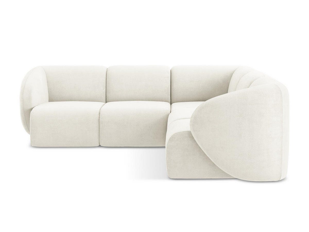 ECKSOFA Chenille Stoff Weiß - Schwarz/Weiß, Holzwerkstoff/Kunststoff (251/251cm) - Makamii