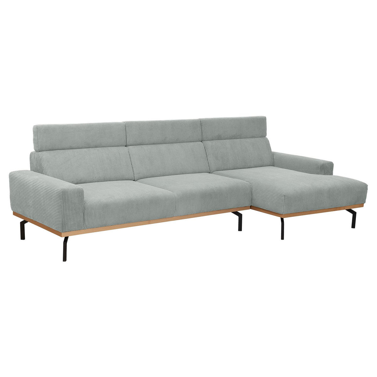 SOFA mit Longchair rechts Katrien Cordstoff silber - Silberfarben, Kunststoff (135/280cm) - 58aufmkessel