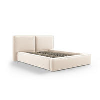 BETT mit Bettkasten und Kopfteil Jodie aus Samt leichtes beige 140x200cm - Beige, Textil (140/200cm) - Micadoni