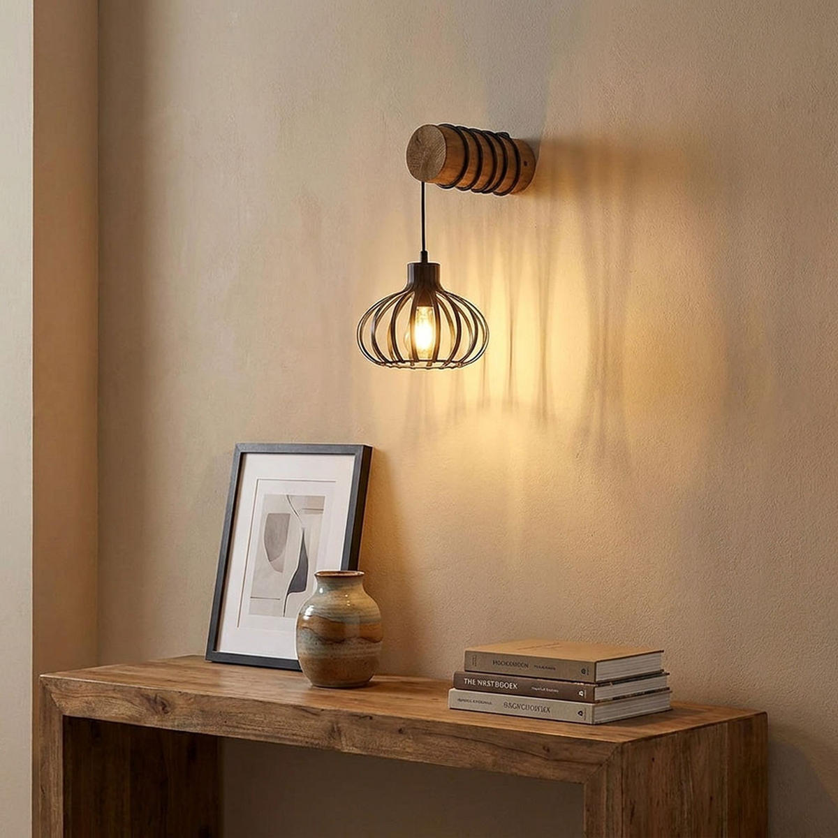 LED WANDLEUCHTE CALDWELL Holz Metall Braun Aufbau - Braun, Holz (20/59/29cm) - Globo Lighting