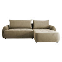 ECKSCHLAFSOFA Bueno II, Seite: Rechts - Beige/Schwarz, Holz/Textil (280/185cm) - MIRJAN24