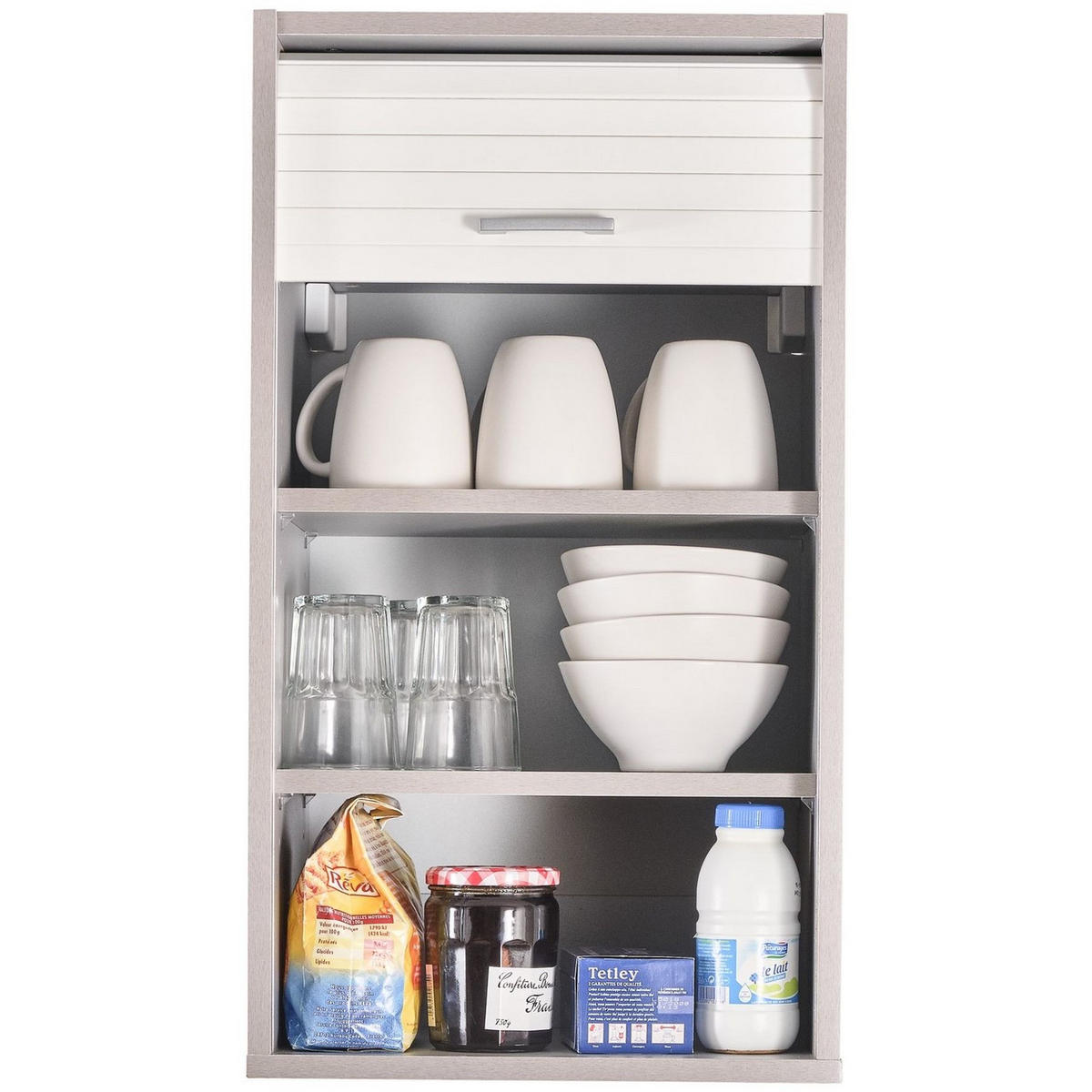 KÜCHENOBERSCHRANK mit Rolladentür 35/40/72cm - Alufarben, Holzwerkstoff (40/72/35cm) - Simmob