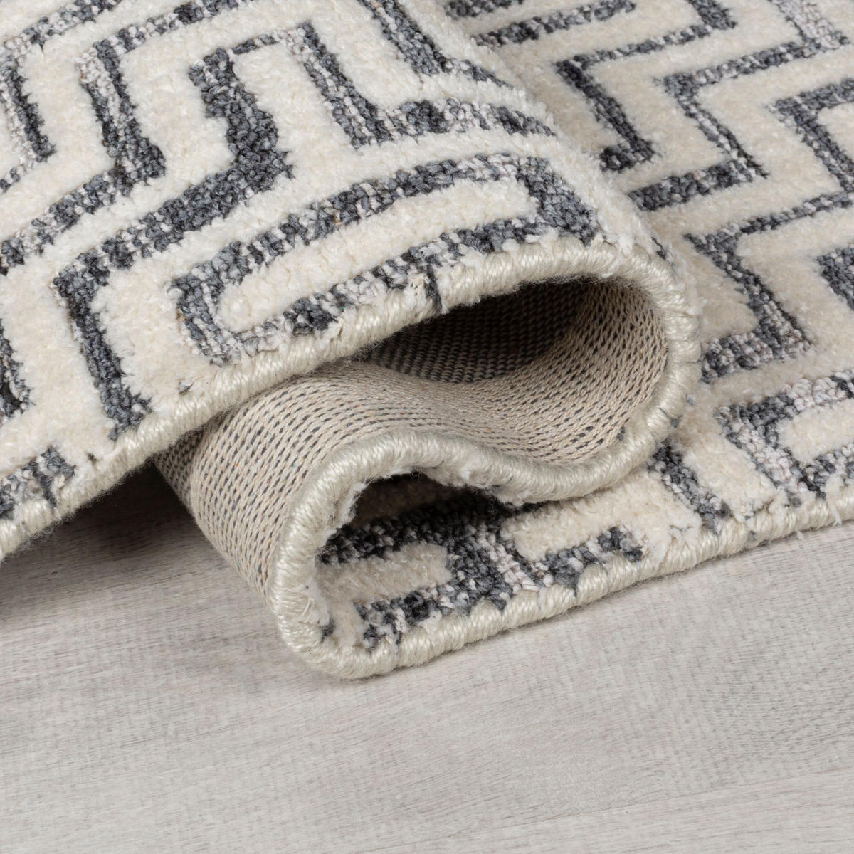 TEPPICH Kurzflor Zickzack Muster, Geometrisch, Wohnzimmer Grau Läufer 80x300 - Grau, Textil (80/300cm) - KADIMA DESIGN
