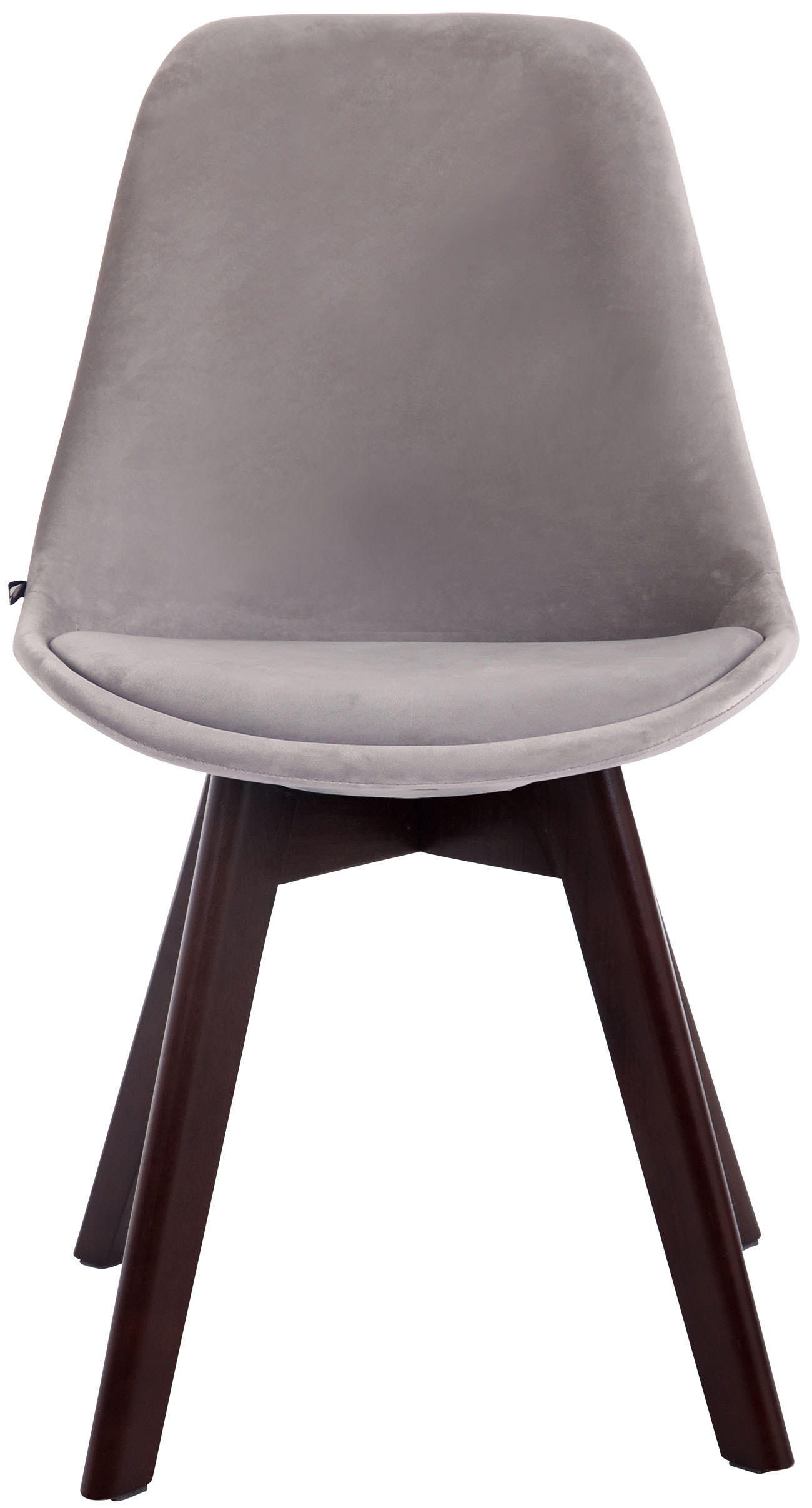 STUHL Samt grau - Walnussfarben/Grau, Holz/Textil (48/84/55cm) - CLP