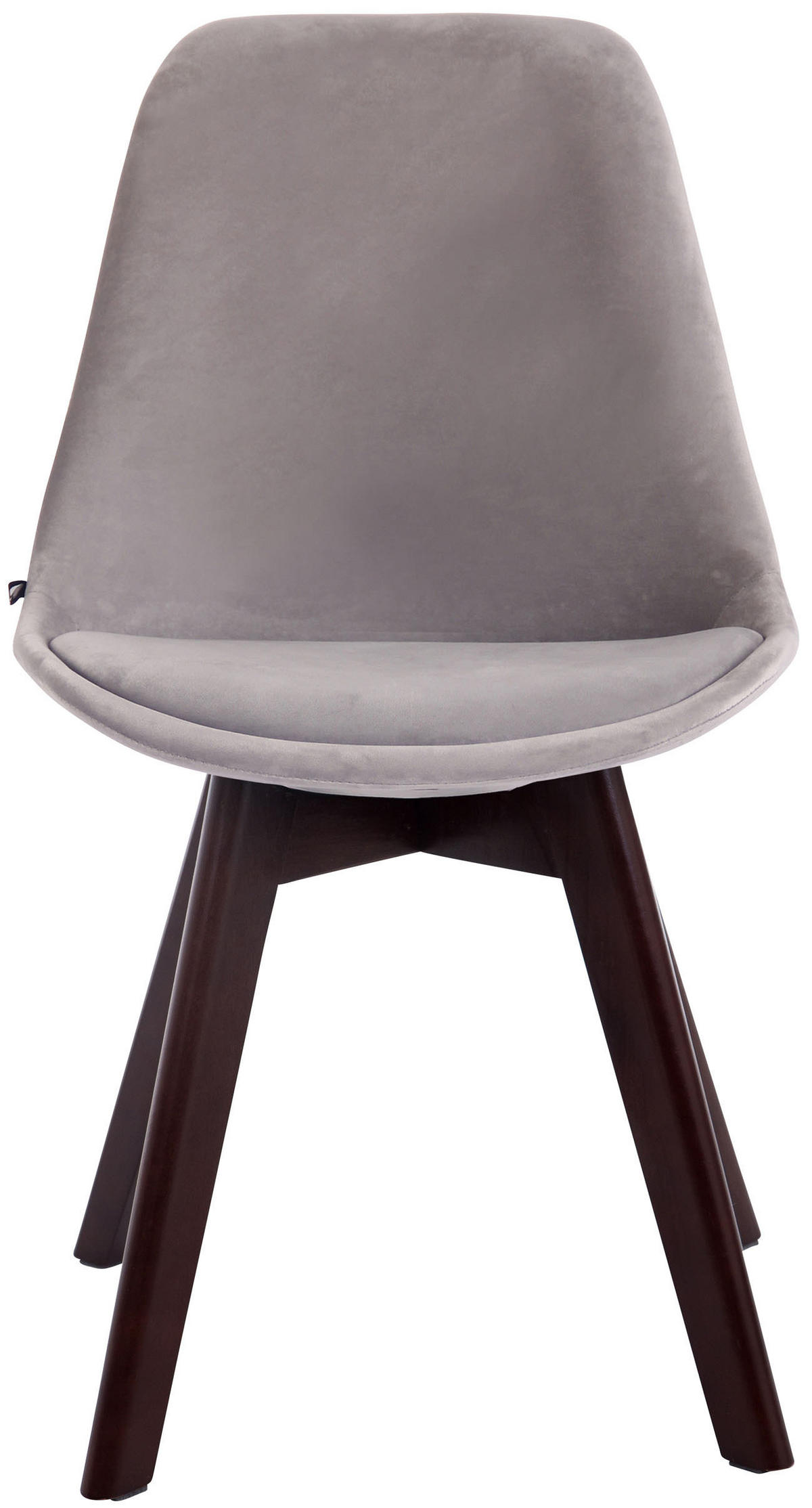 STUHL 4er Set Samt grau - Walnussfarben/Grau, Holz/Textil (48/84/55cm) - CLP