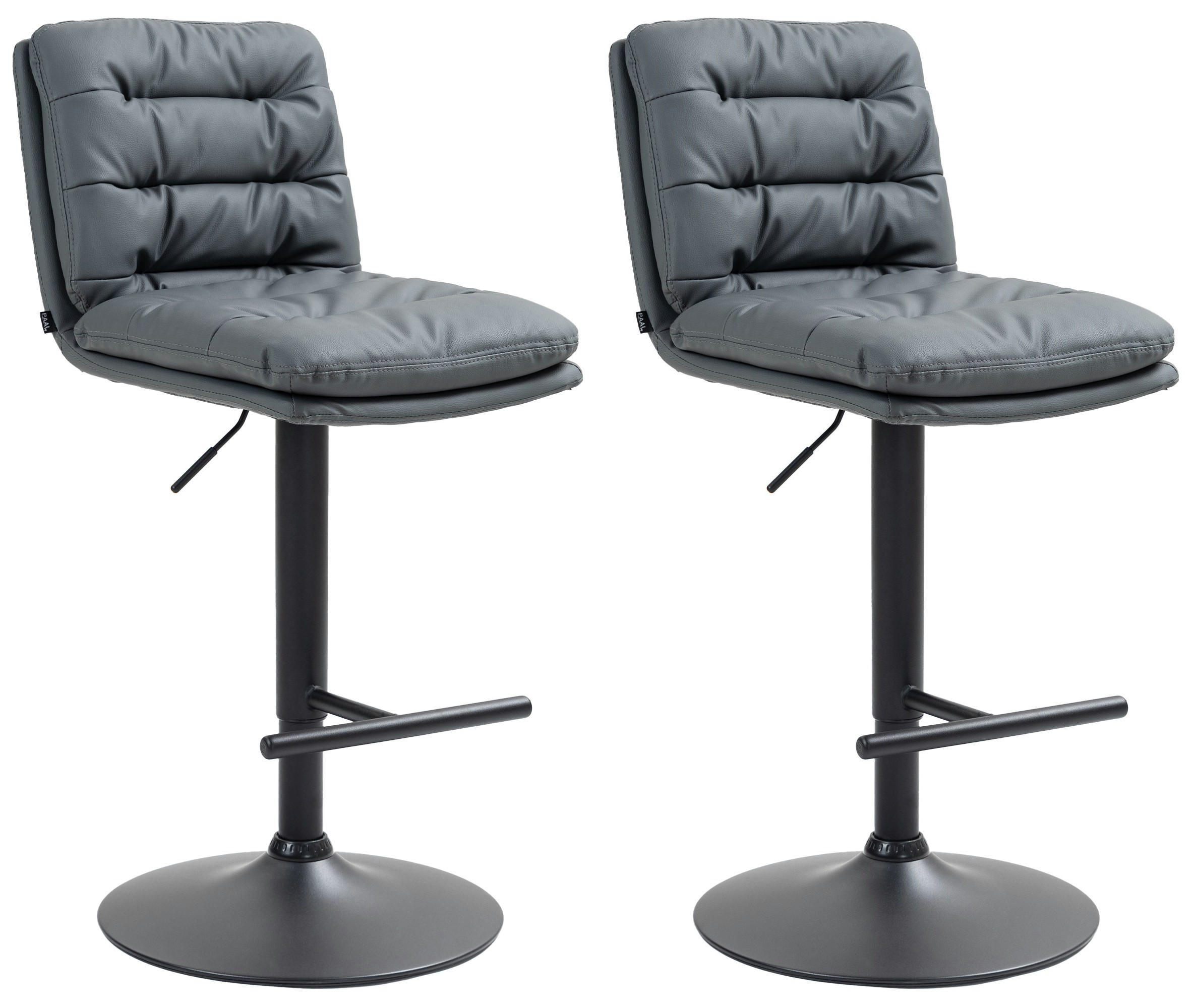 BARHOCKER 2er Set Lederlook grau - Schwarz/Grau, Textil/Metall (42/94/56cm) - CLP