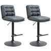 BARHOCKER 2er Set Lederlook grau - Schwarz/Grau, Textil/Metall (42/94/56cm) - CLP