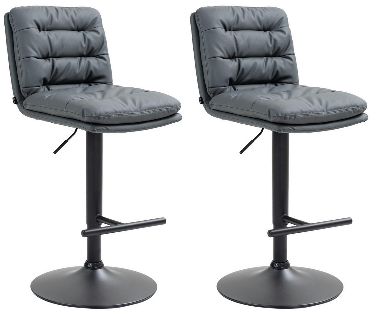 BARHOCKER 2er Set Lederlook grau - Schwarz/Grau, Textil/Metall (42/94/56cm) - CLP